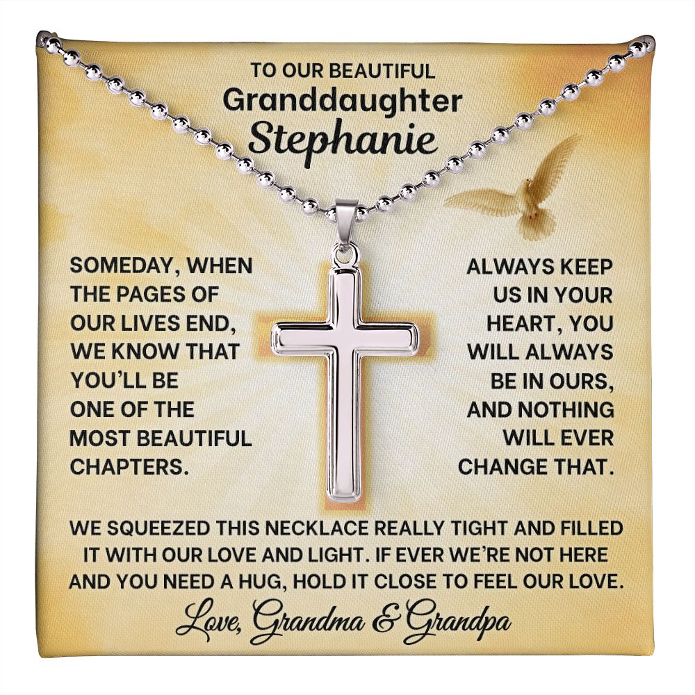 "PAGES OF OUR LIVES" CROSS NECKLACE WITH PERSONALZIED CARD