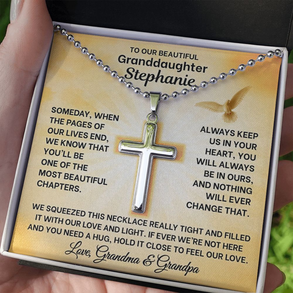 "PAGES OF OUR LIVES" CROSS NECKLACE WITH PERSONALZIED CARD