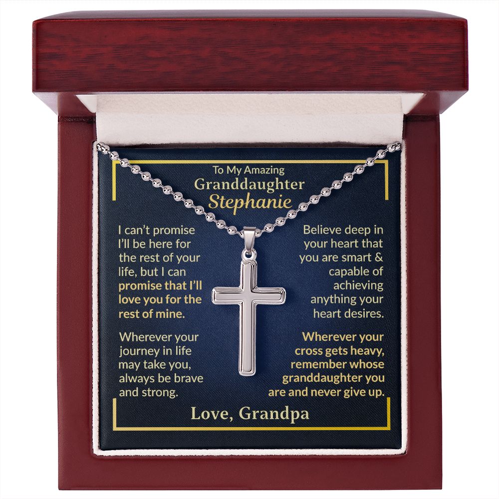 "BELIEVE DEEP IN YOUR HEART" PERSONALZIED CARD WITH CROSS NECKLACE