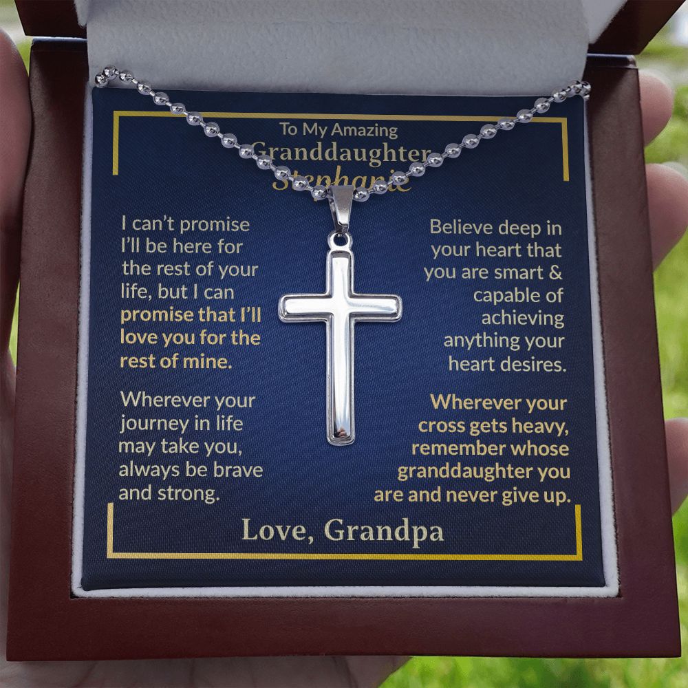 "BELIEVE DEEP IN YOUR HEART" PERSONALZIED CARD WITH CROSS NECKLACE