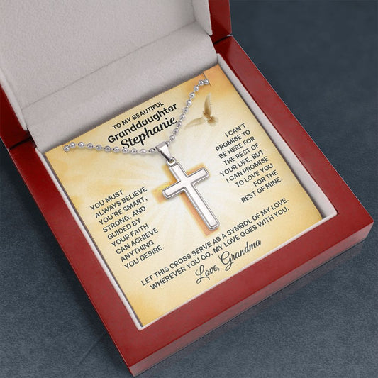 "YOU MUST ALWAYS BELIEVE" CROSS NECKLACE WITH PERSONALZIED CARD