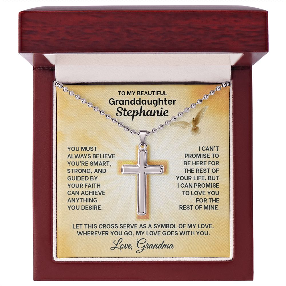 "YOU MUST ALWAYS BELIEVE" CROSS NECKLACE WITH PERSONALZIED CARD
